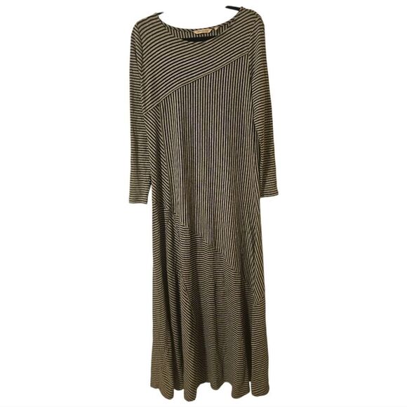 SOFT SURROUNDINGS Ryley Striped Maxi Dress Stretchy Jersey Knit - Size Medium - Picture 2 of 8